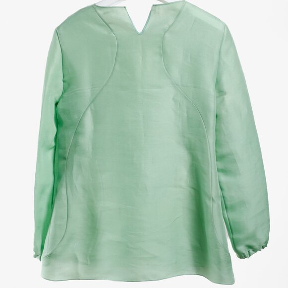 Yves Saint Laurent SS2012 Mint Green Silk Organza Blouse - Picture 2 of 9